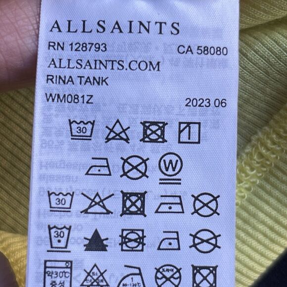 All Saints Rina Crewneck Tank Top Womens Size 8 Crewneck Sleeveless Yellow - Picture 5 of 13